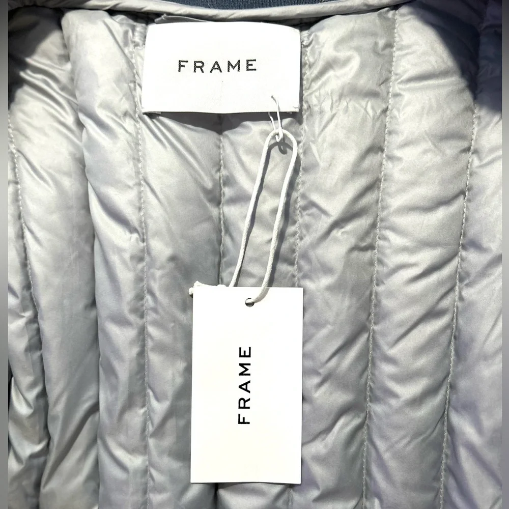 FRAME Denim NWT  Quilted LinerDown Puffer Jacket  in Steel Sz M - Picture 3 of 8